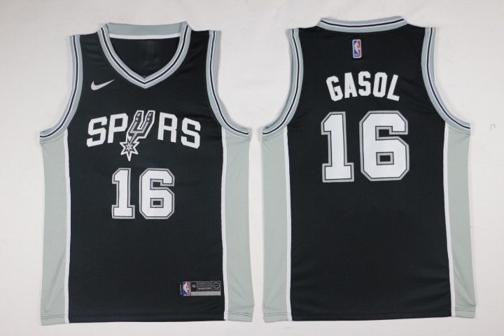 Men San Antonio Spurs 16 Gasol Black Game Nike NBA Jerseys